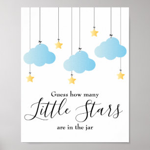 Poster Placa de Jogo para Chá de Bebê Little Stars Azul