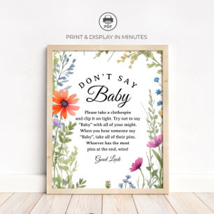 Poster Placa de jogo para chá de bebê "Não diga bebê" com