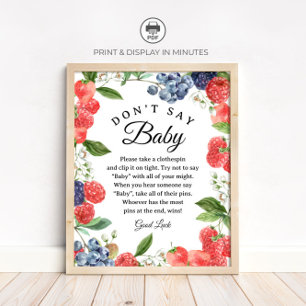Poster Placa de jogo para chá de bebê "Não diga bebê" com
