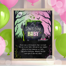 Poster Placa de Jogo para Chá de Bebê no Halloween Não Di