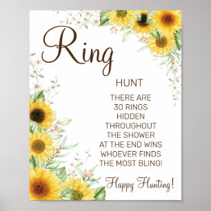 Poster Placa de jogo para chá de noiva Sunflower Ring Rin