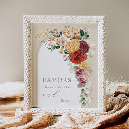 Poster Placa de Lembranças de Casamento Boêmio Tropical R