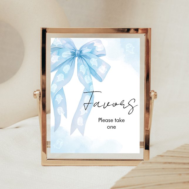 Poster Placa de Lembrancinhas de Chá de Bebê Little Boo A (Boy Coquette Halloween Baby Shower Favors Sign)
