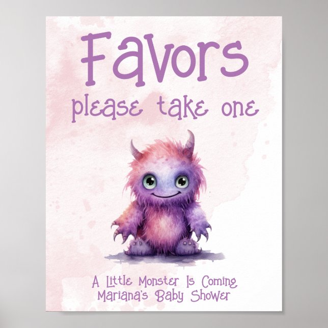 Poster Placa de Lembrancinhas de Chá de Bebê para Menina  (Frente)