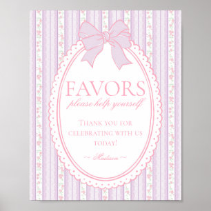 Poster Placa de Lembrancinhas Florais Chique Vintage Roxo