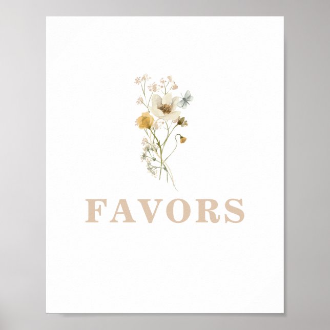 Poster Placa de Lembrancinhas para Chá de Bebê Flor Silve (Frente)