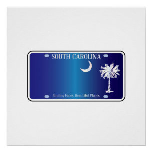 Pôster Placa de Licença de Bandeira da Carolina do Sul
