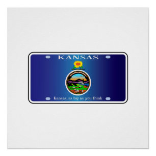 Pôster Placa de Licença de Bandeira do Kansas