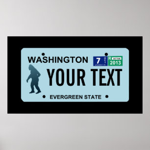 Pôster Placa de Licença de Washington Sasquatch