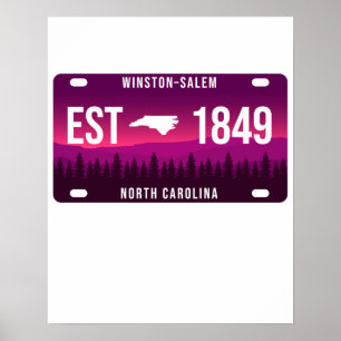 Poster Placa de Licença de Winston-salem da Carolina do
