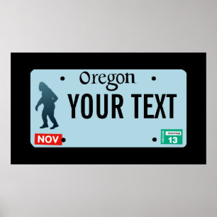 Poster Placa de Licença do Oregon Sasquatch