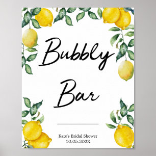 Poster Placa de limões Bubbly Bar personalizada