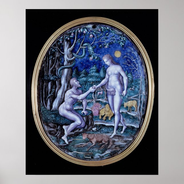 Pôster Placa de Limoges que representa Adam e Eve, c.1570 (Frente)