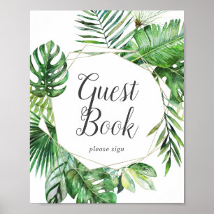 Poster Placa de Livro de Hóspedes de Palmeira Tropical Se