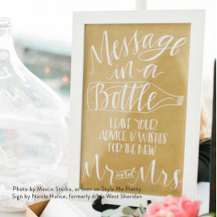 Poster Placa de Livro de Visitas de Casamento Garrafa com