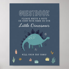 Poster Placa de Livro de Visitas de Dinossauro Fofo