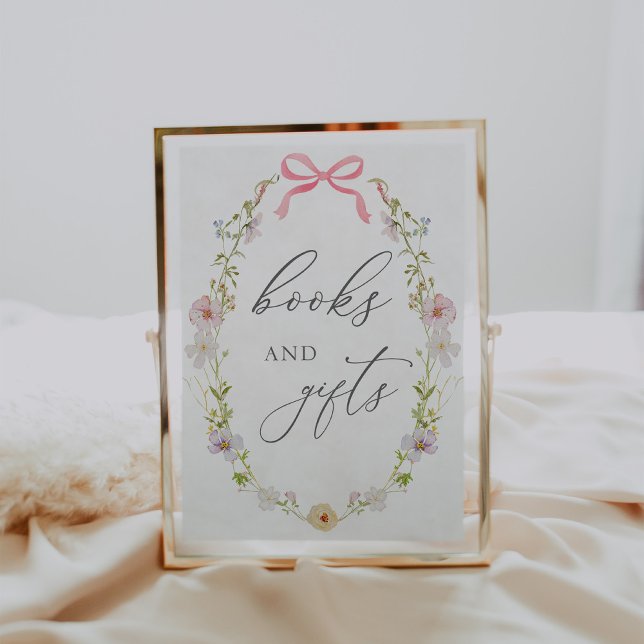 Poster Placa de Livros e Presentes Flor Selvagem e Laço R (Criador carregado)