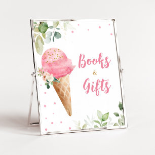Poster Placa de Livros e Presentes para Chá de Bebê com S