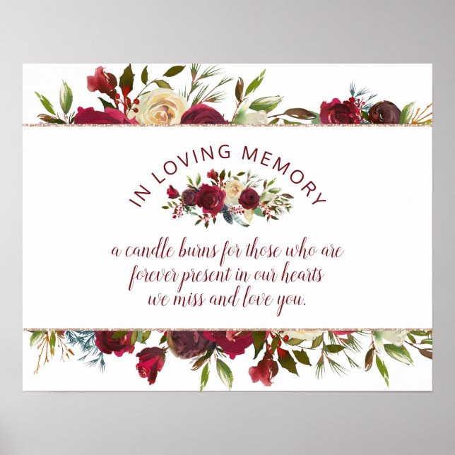 Poster Placa de Manor de Visco de Inverno Em Memória Amor (Frente)