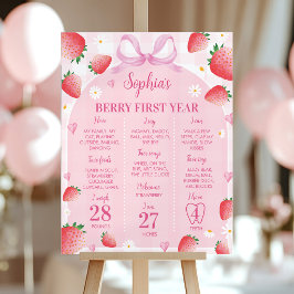 Poster Placa de Marco de Aniversário de Morango Berry Fir
