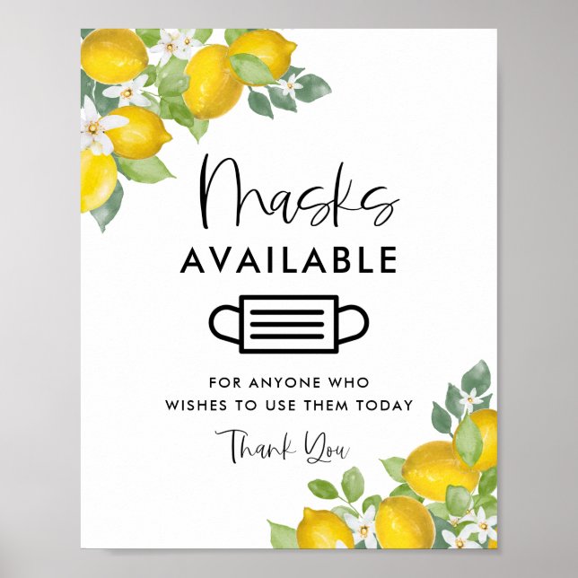 Poster Placa de Máscaras Disponíveis para Festa Tema Limã (Frente)