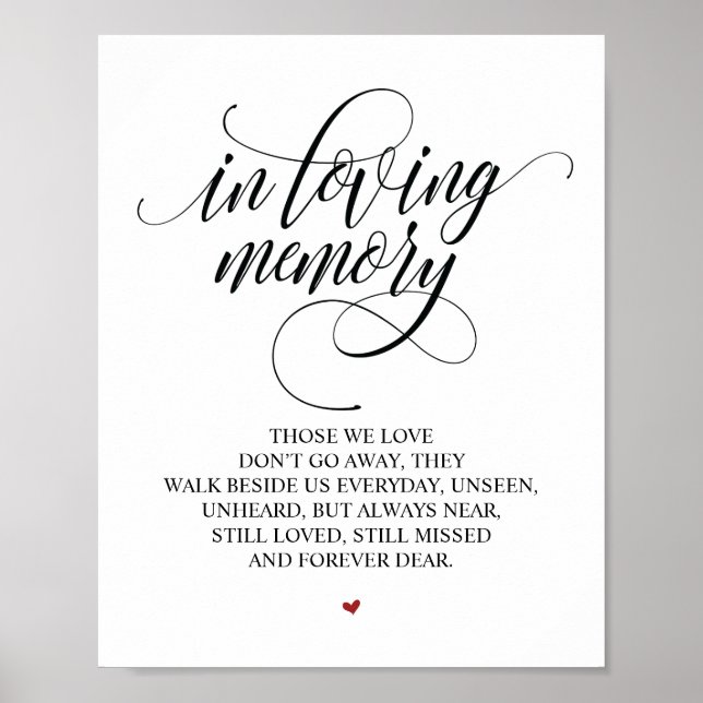 Poster Placa de Memória de Amor No Nosso Coração (Frente)