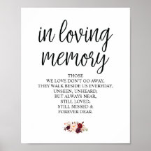 Placa de Memória Floral Borgonha Em Memória Carinh