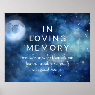 Poster Placa de Memória Lunar Sky Lua Cheia Estrelas