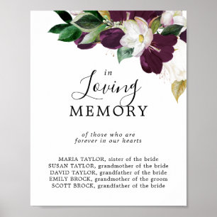 Poster Placa de memorial de casamento em memória amorosa 