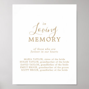 Poster Placa de Memorial de Casamento Minimalista Dourada