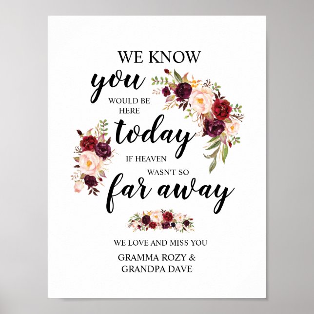 Poster Placa de Memorial Personalizada Em Memória Amorosa (Frente)