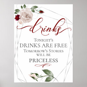 Poster Placa de Menu de Bar de Drinks Grátis Engraçado Ro