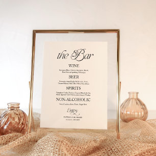 Poster Placa de Menu de Casamento Minimalista Moderna "O
