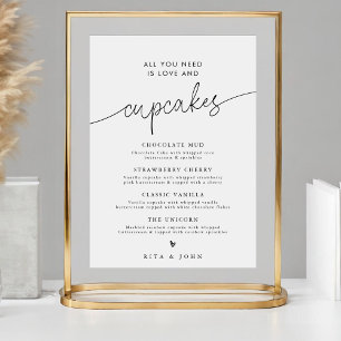 Poster Placa de Menu de Cupcake de Sobremesa Minimalista