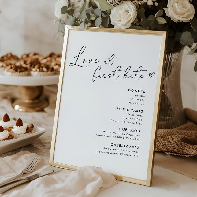 Poster Placa de Menu de Sobremesas de Casamento Love at F (Criador carregado)