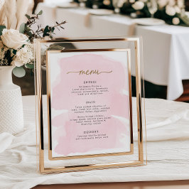 Poster Placa de Menu Dourado com Aquarela Rosa