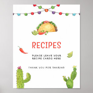 Poster Placa de mesa cartão de receita de taco mexicano