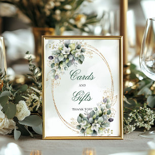 Poster Placa de mesa de cartões e presentes em verde empo