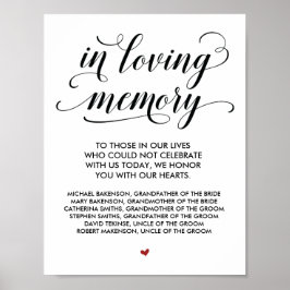 Poster Placa de Mesa de Memória de Casamento em Memória A