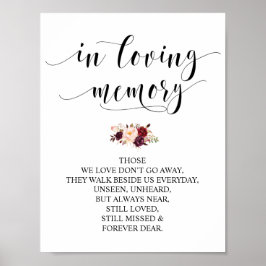 Poster Placa de Mesa de Memorial de Casamento em Memória