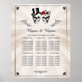 Poster Placa de Mesa de Rosa vermelha de Casamento de Pla