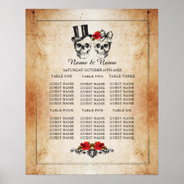 Poster Placa de Mesa de Rosa vermelha de Casamento de Pla
