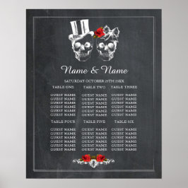 Poster Placa de Mesa de Rosa vermelha de Casamento de Pla