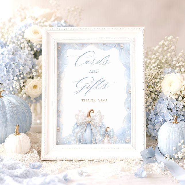 Poster Placa de Mesa Elegante Abóbora Azul com Arco para  (Criador carregado)