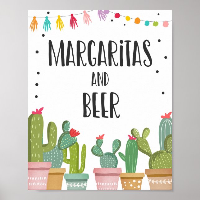 Poster Placa de Mesa Festa Cacto Bar de Margaritas e Cerv (Frente)