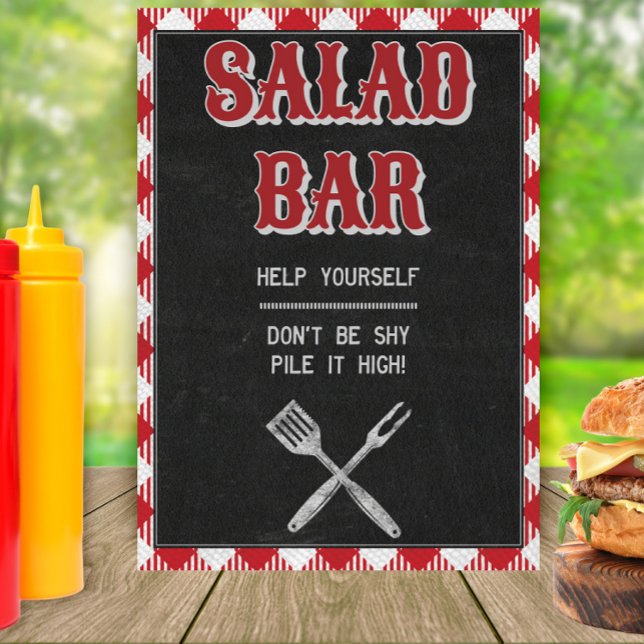 Poster Placa de mesa para barra de saladas de churrasco d (Criador carregado)