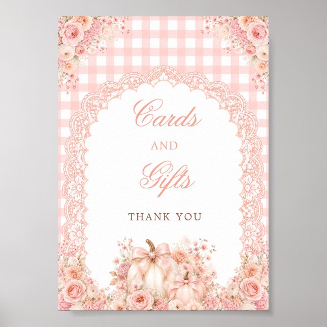 Poster Placa de Mesa Pumpkin Bow Floral Cards & Gifts (Frente)