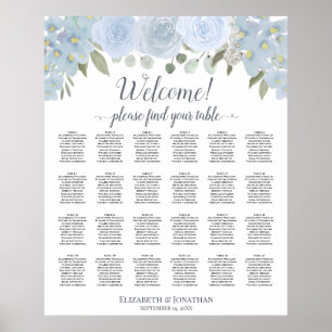 Poster Placa de Mesa Rustic Dusty Blue Floral 24