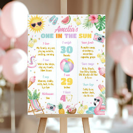 Poster Placa de Milestone de Menina de Um no Sol Festa de
