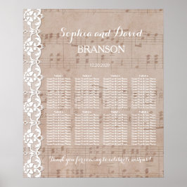 Poster Placa de Música Vintage e Placa de Casamento de Lo